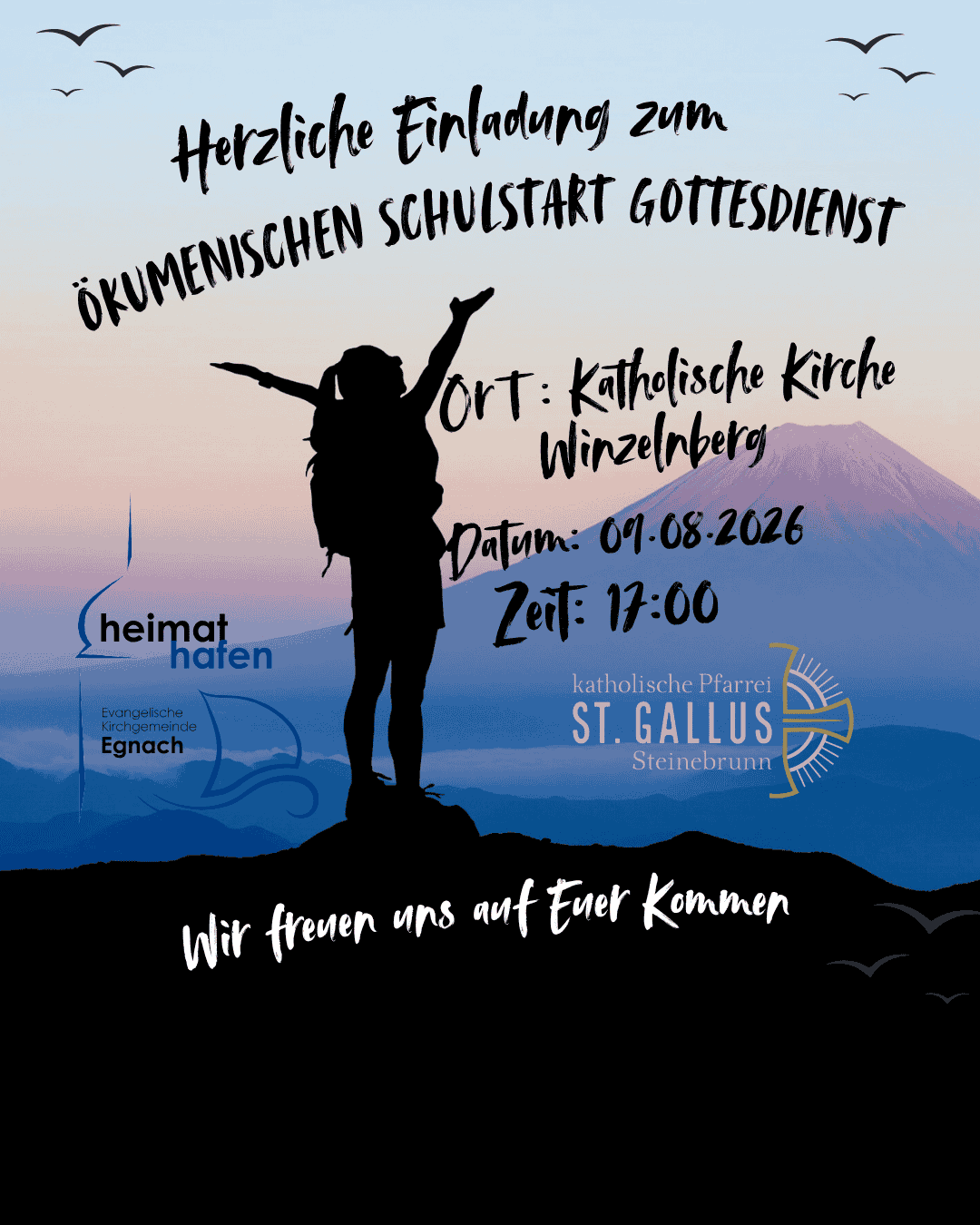 Ökum. Schulstart Gottesdienst 9. August 17 Uhr in der kath. Kirche